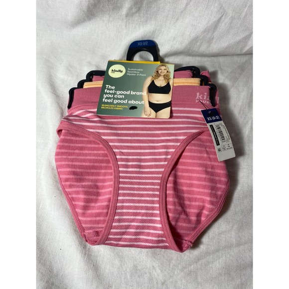 NWT Hipster Underwear Panties 3 Pack XS Pink Orange Striped - Picture 1 of 1